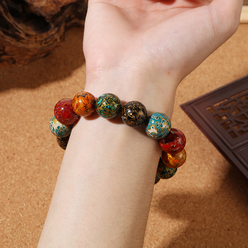 Fortune Jewel Natural Multicolored Lacquer Beads Calm Bracelet