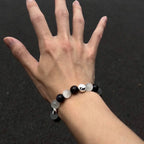 Fortune Jewel Black Obsidian Cat's Eye Yin Yang Purification Strength Bracelet