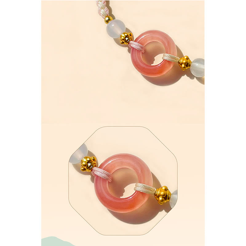 Fortune Jewel Peace And Joy Agate Peace Buckle Auspicious Handmade Braided Bracelet