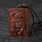 Fortune Jewel Natural Lightning Struck Jujube Wood PiXiu Copper Coin Good Fortune Necklace Pendant