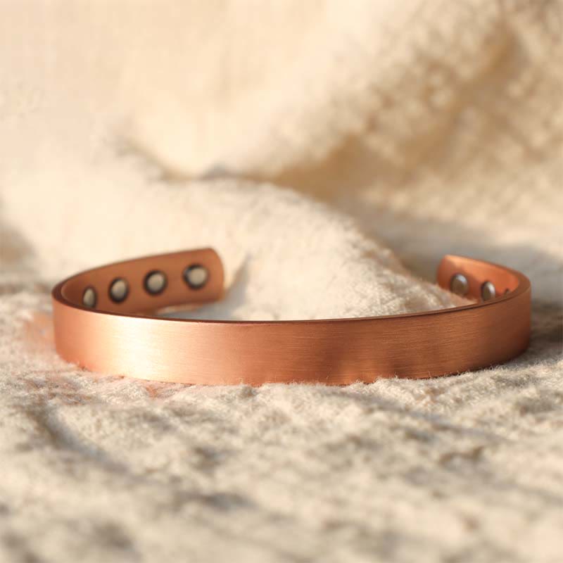 Fortune Jewel Vintage Pattern Magnetic Copper Adjustable Cuff Bracelet Bangle