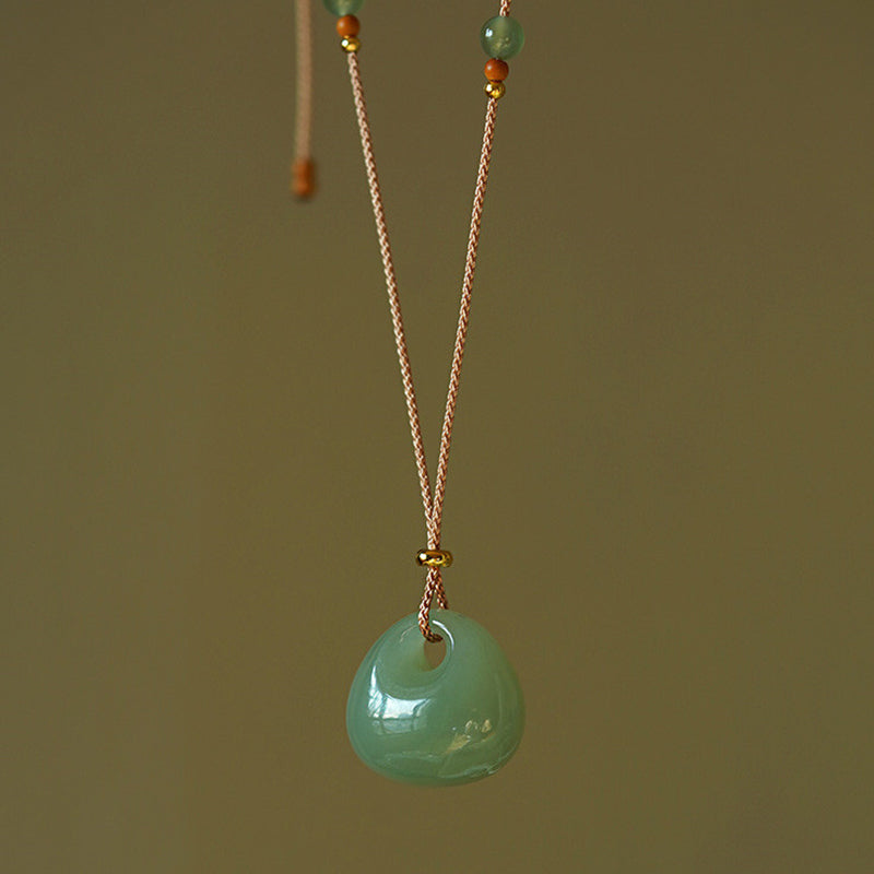 Fortune Jewel Natural Jade Luck Prosperity Necklace Pendant (Random Color)