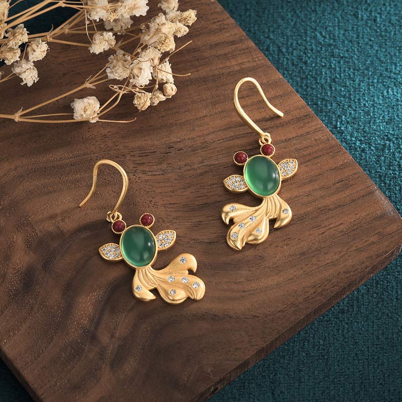 Fortune Jewel FengShui Jade Koi Fortune Earrings