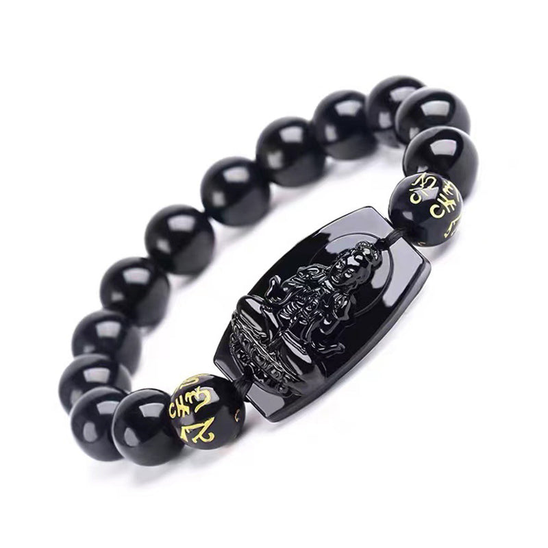 Fortune Jewel Chinese Zodiac Obsidian Protection Bracelet