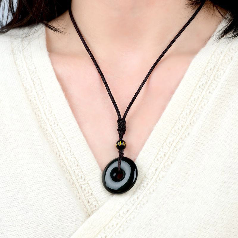 Fortune Jewel Tibetan Obsidian Protection Necklace