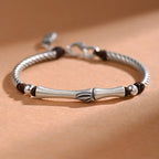 Fortune Jewel 999 Sterling Silver Bamboo Pattern Cicada Luck Wealth Bracelet