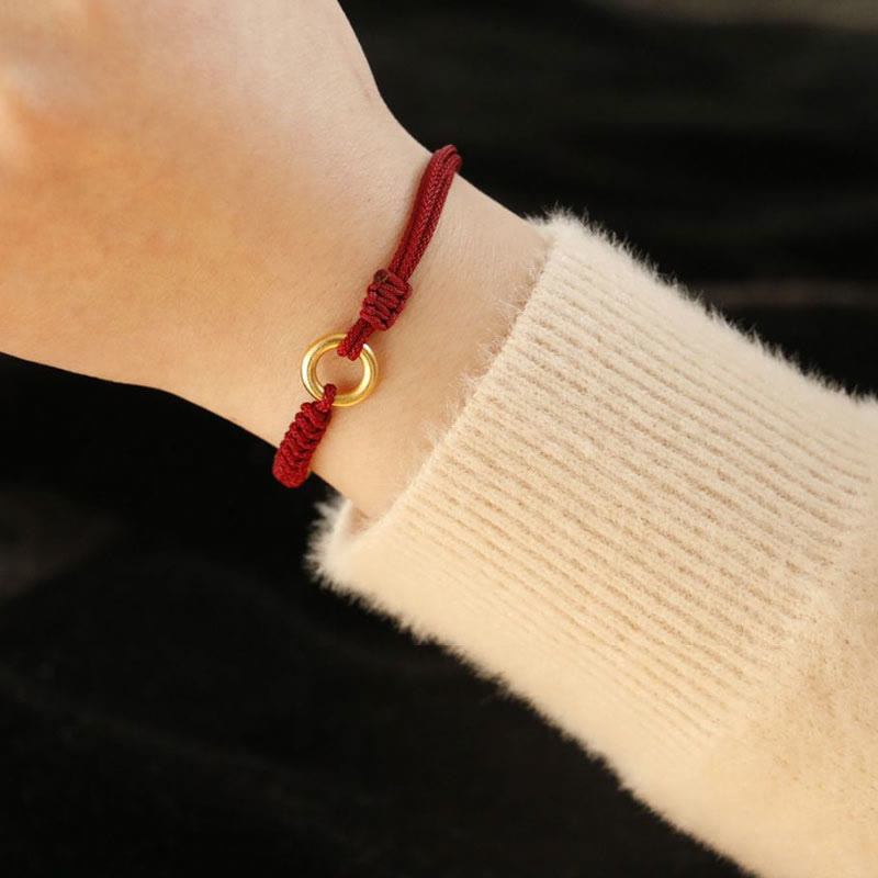Fortune Jewel Alloy Peace Buckle Luck Red String Bracelet