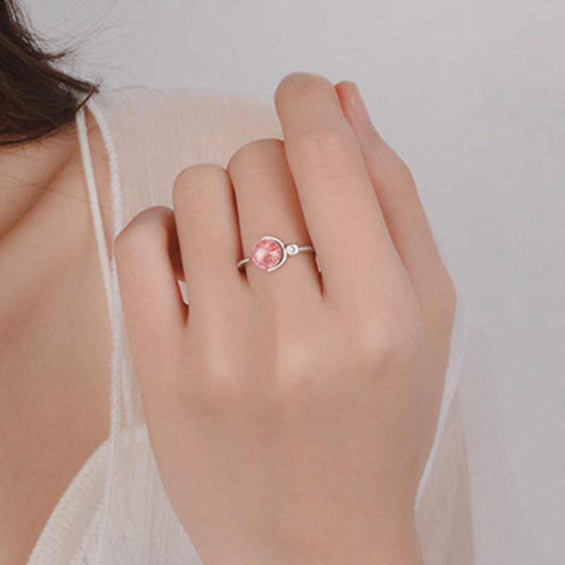 Fortune Jewel Pink Crystal Soothing Rotation Ring