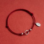 Fortune Jewel 925 Sterling Silver Lucky Fortune Peace Joy Lotus Peace Buckle Red String Bracelet