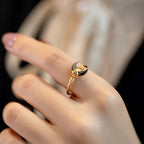 Fortune Jewel Natural Tridacna Stone Moon 14K Gold Blessing Ring - Fortune Jewel