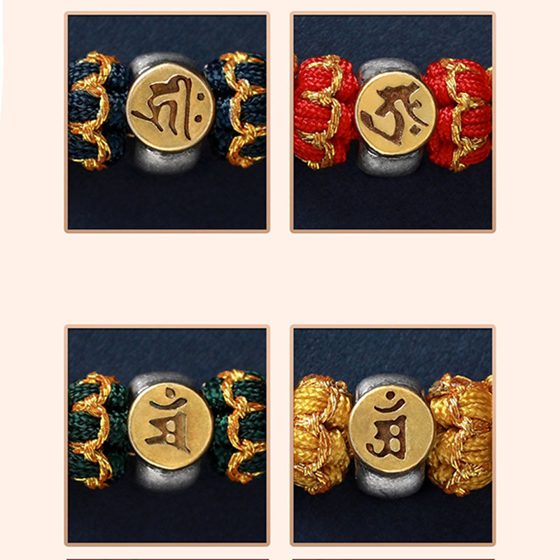 Fortune Jewel Chinese Zodiac Natal Buddha Silver Luck Braided String Bracelet