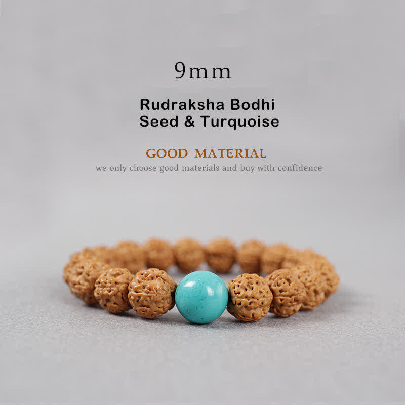 Fortune Jewel Tibet Rudraksha Bodhi Seed Dzi Bead Amber Turquoise Wealth Bracelet