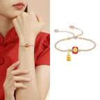 Fortune Jewel 925 Sterling Silver Handmade Auspicious Chinese Character Blessing Braided String Bracelet
