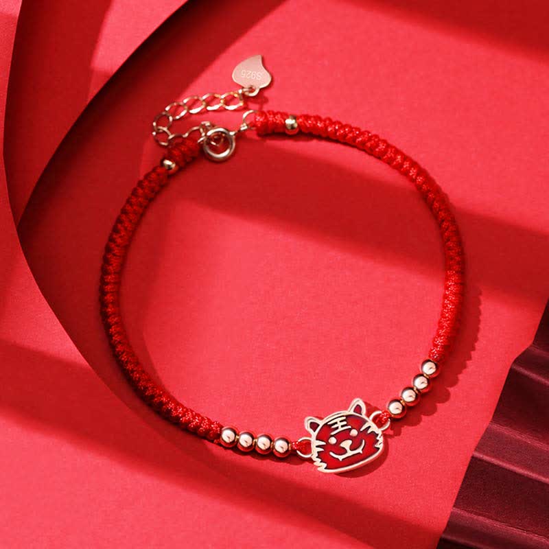 Fortune Jewel 925 Sterling Silver Chinese Zodiac Luck Faith Discolor Red String Bracelet