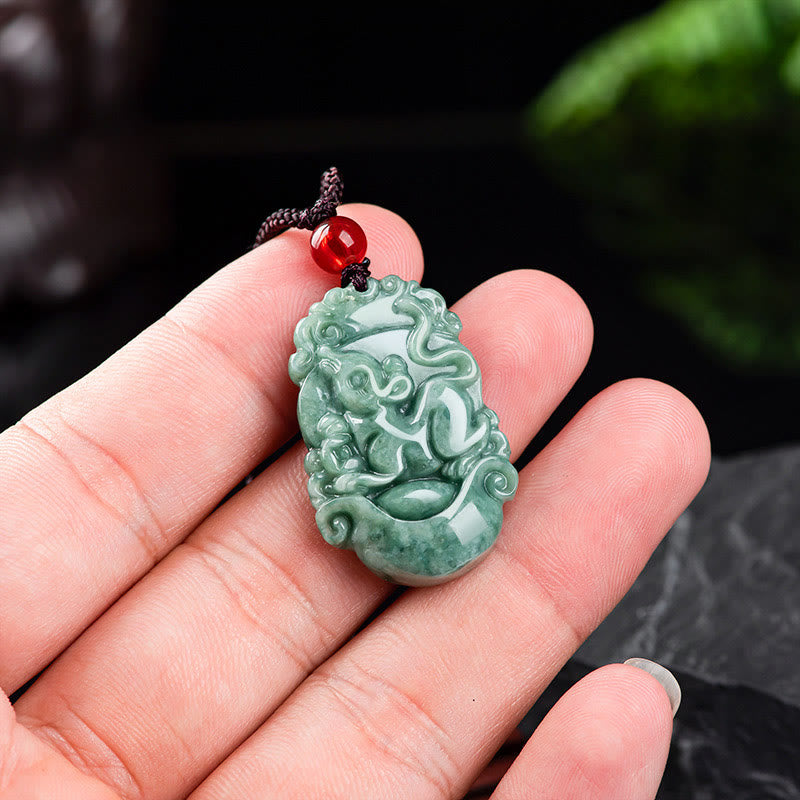Buddha Stones Natural Jade 12 Chinese Zodiac Prosperity Necklace Pendant Fortune Jewel