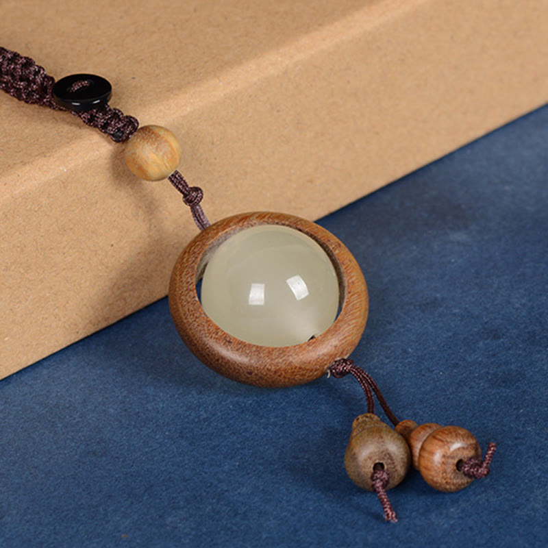 Fortune Jewel Red Sandalwood Ebony Wood Green Sandalwood Luminous Lucky Bead Gourd Peace Key Chain