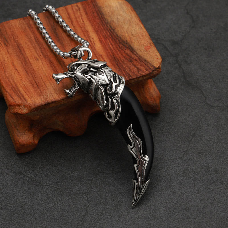 Fortune Jewel Imitation Wolf Tooth Titanium Steel Balance Necklace Pendant