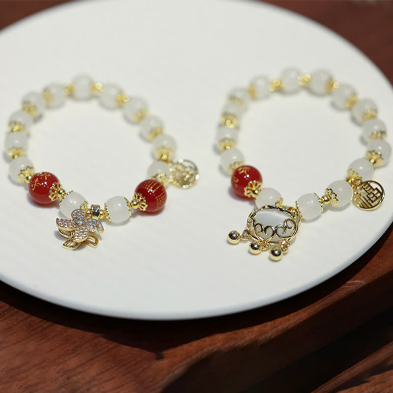 Fortune Jewel Windmill Chinese Lock Charm Fu Character Blessing Bracelet