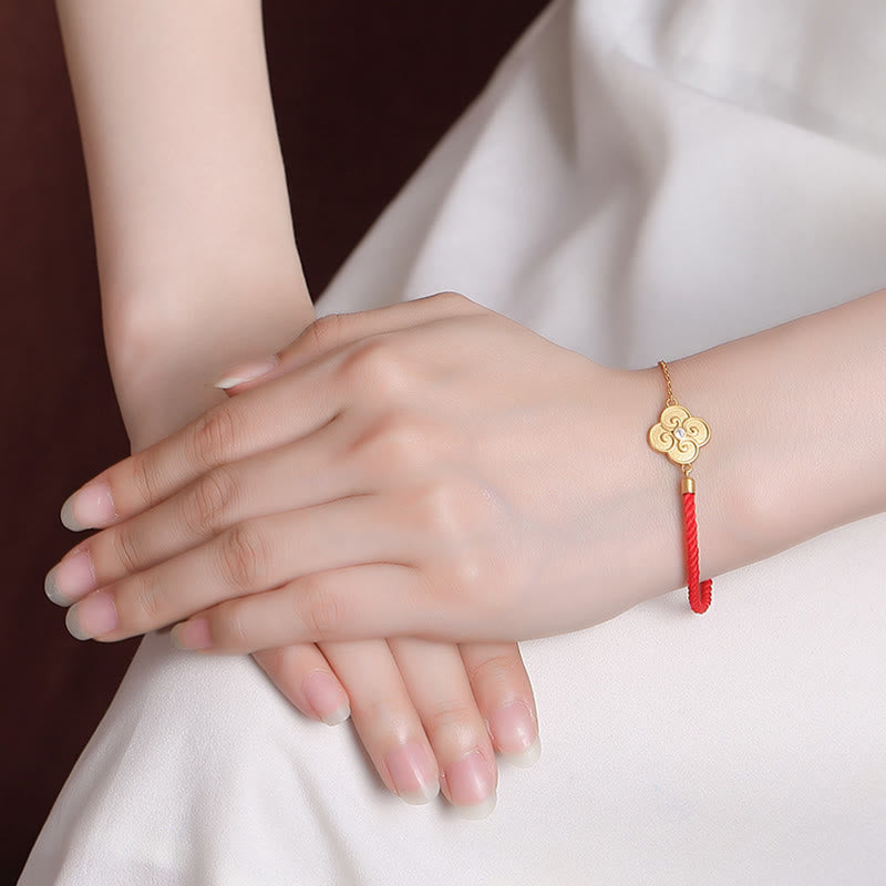 Fortune Jewel 925 Sterling Silver Plated Gold Four Leaf Clover Zircon Luck Bracelet