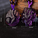 Fortune Jewel Natural Amethyst White Crystal Citrine Nine Tailed Fox Luck Necklace Pendant
