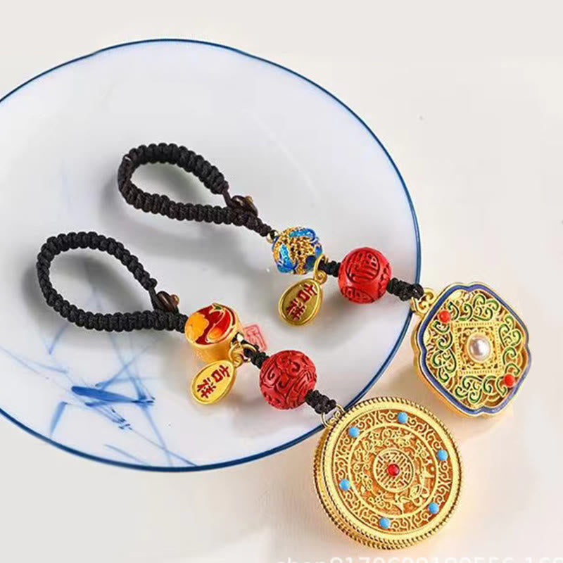Fortune Jewel Fu Character Blessing Ruyi Charm Key Chain