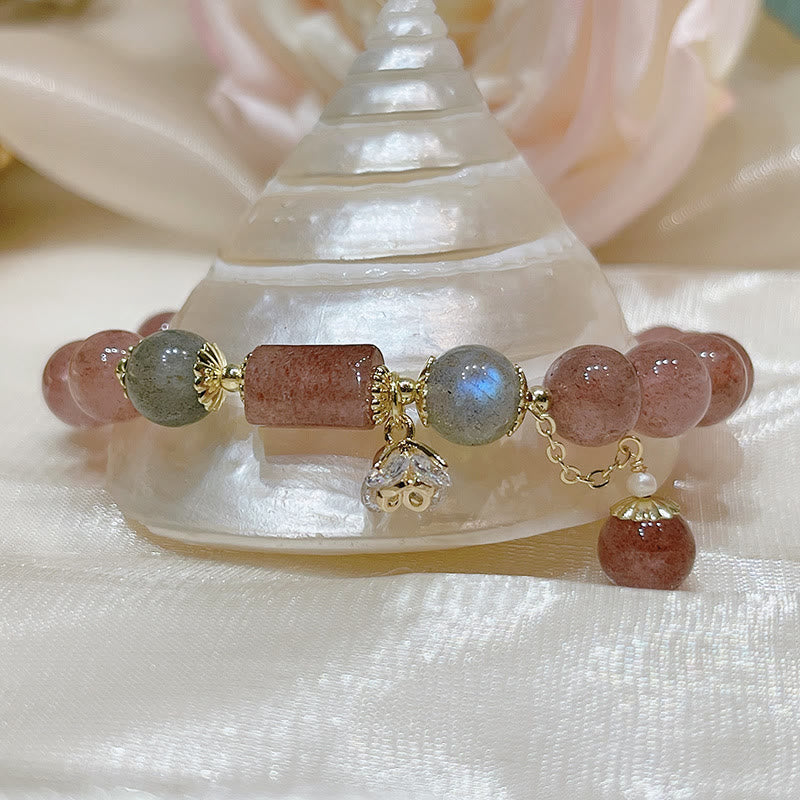 Fortune Jewel Natural Strawberry Quartz Moonstone Love Bracelet