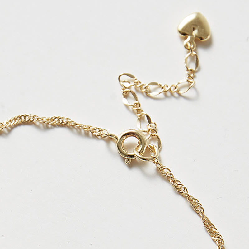 Fortune Jewel 14K Gold Plated Hetian Jade Golden Rose Flower Luck Chain Bracelet
