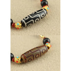 Fortune Jewel Tibetan Nine-Eye Dzi Bead Protection Blessings String Necklace Pendant