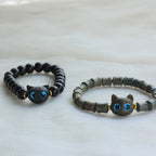 Fortune Jewel Ebony Wood Green Sandalwood Cute Cat Peace Bracelet