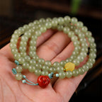 Fortune Jewel Jade Red Agate Amber Laughing Buddha Prosperity Bracelet