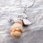 Fortune Jewel Little Angel Wings Natural Crystal Luck Necklace Pendant