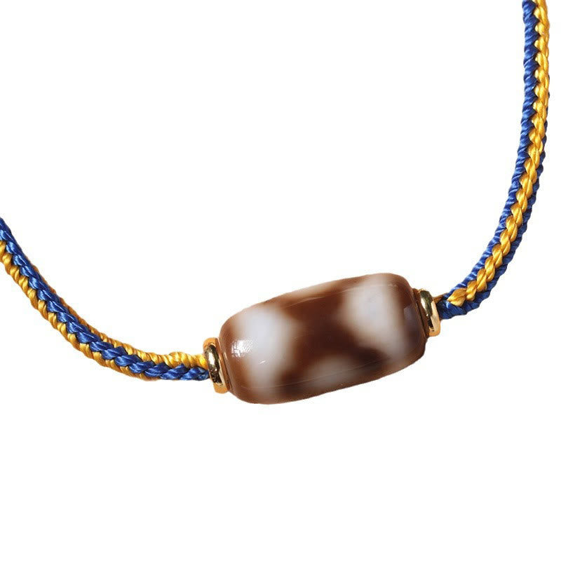 Fortune Jewel Tibetan Three-eyed Dzi Bead Luck Happiness Bracelet