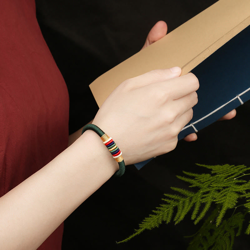 Fortune Jewel Tibetan Handmade Colorful King Kong Knot Five Elements Luck Braid String Bracelet