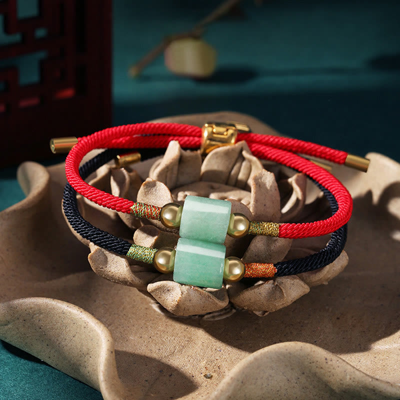 Fortune Jewel Tibet Handmade Green Aventurine Red Stone Malachite Luck Protection Braided Rope Bracelet