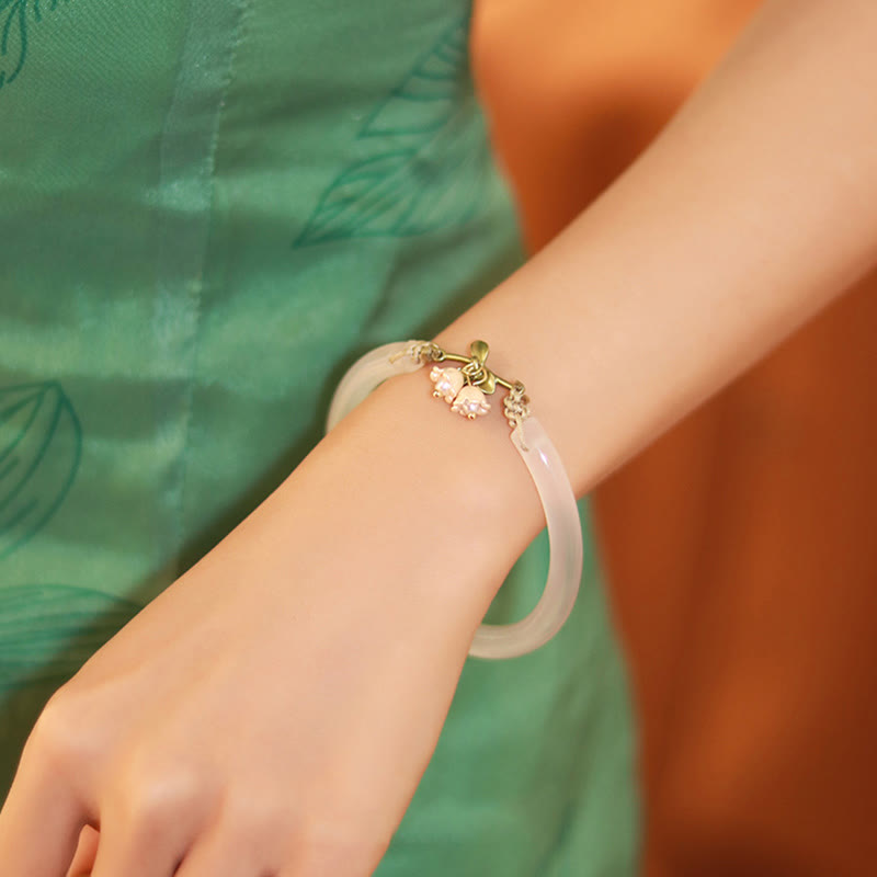 Fortune Jewel Lily of the Valley Flower Happiness Strength Bracelet Bangle