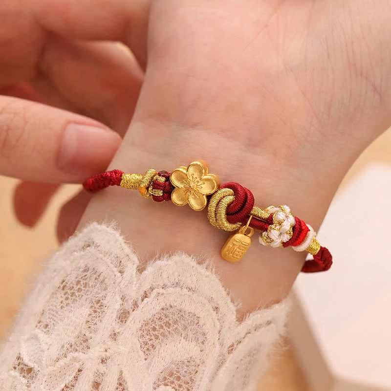 Fortune Jewel Peach Blossom Happiness Charm Luck Red String Bracelet