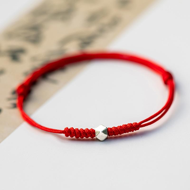 Fortune Jewel 925 Sterling Silver Luck Bead Protection Red String Braided Bracelet