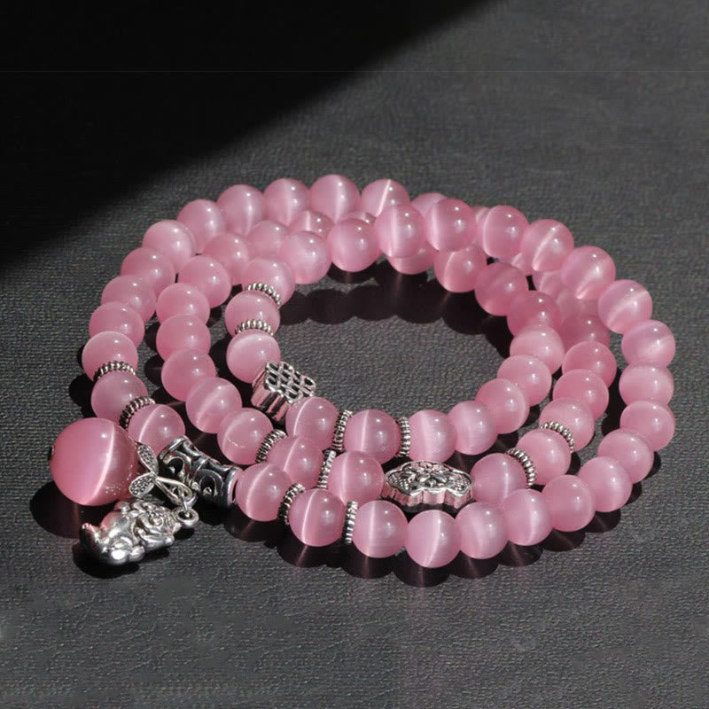 Fortune Jewel Cat Eye PiXiu Support Triple Wrap Bracelet
