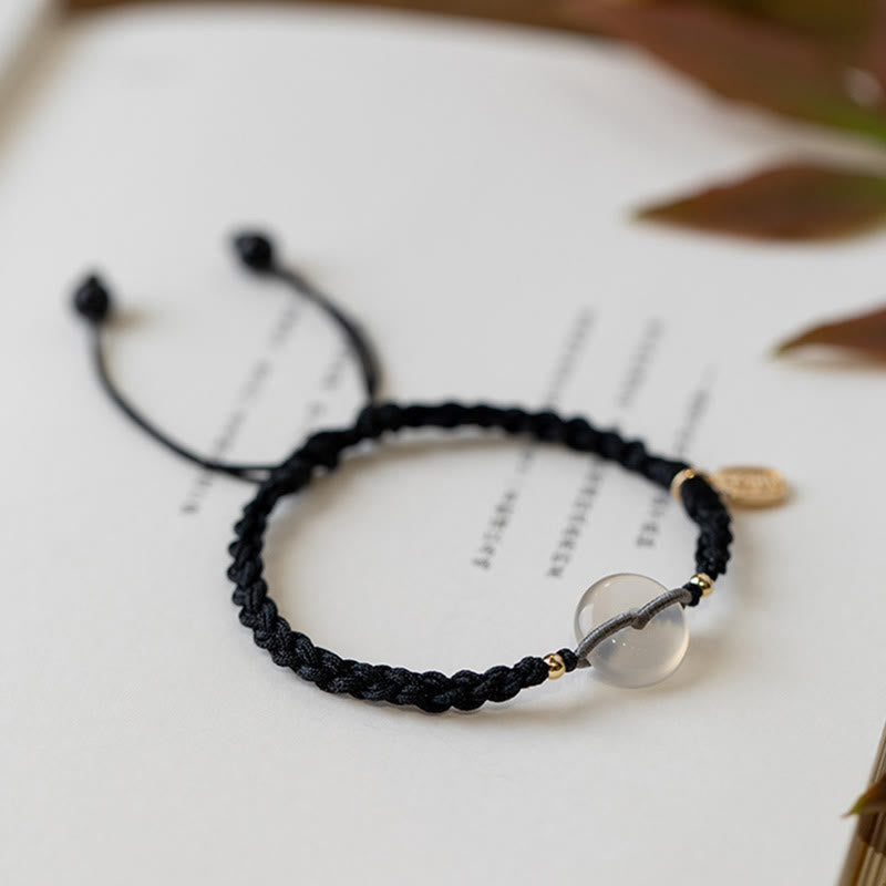 Fortune Jewel Chalcedony Round Peace Buckle Positive String Bracelet
