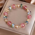 Fortune Jewel Natural Strawberry Quartz Colorful Crystal Positive Bracelet
