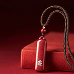 Fortune Jewel Chinese Zodiac Natal Buddha Cinnabar Amulet Protection String Necklace Pendant
