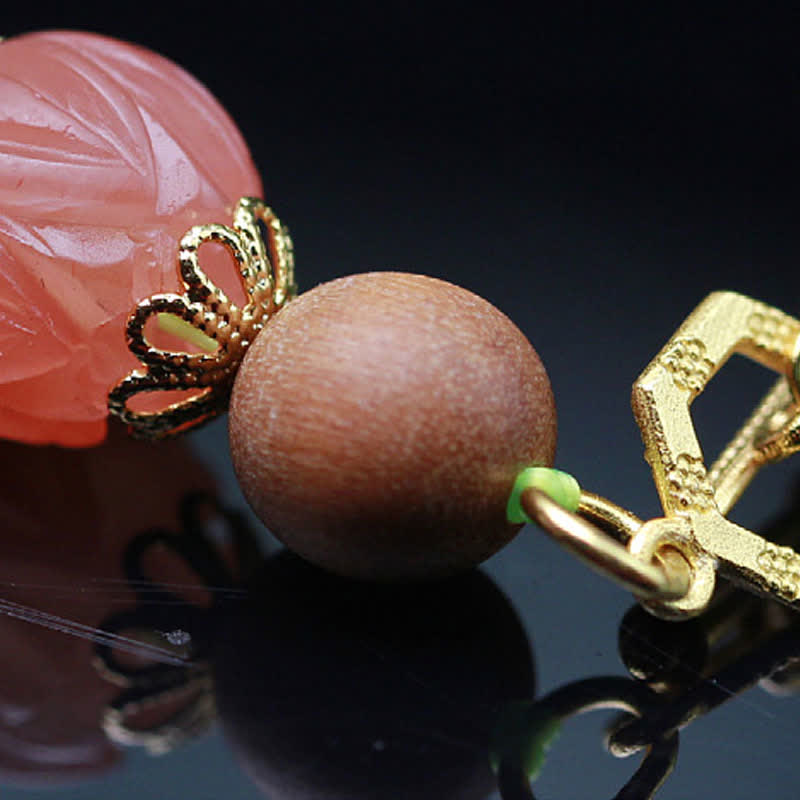 Fortune Jewel Natural Hetian Jade Amber Lotus Red Agate Luck Abundance Bracelet