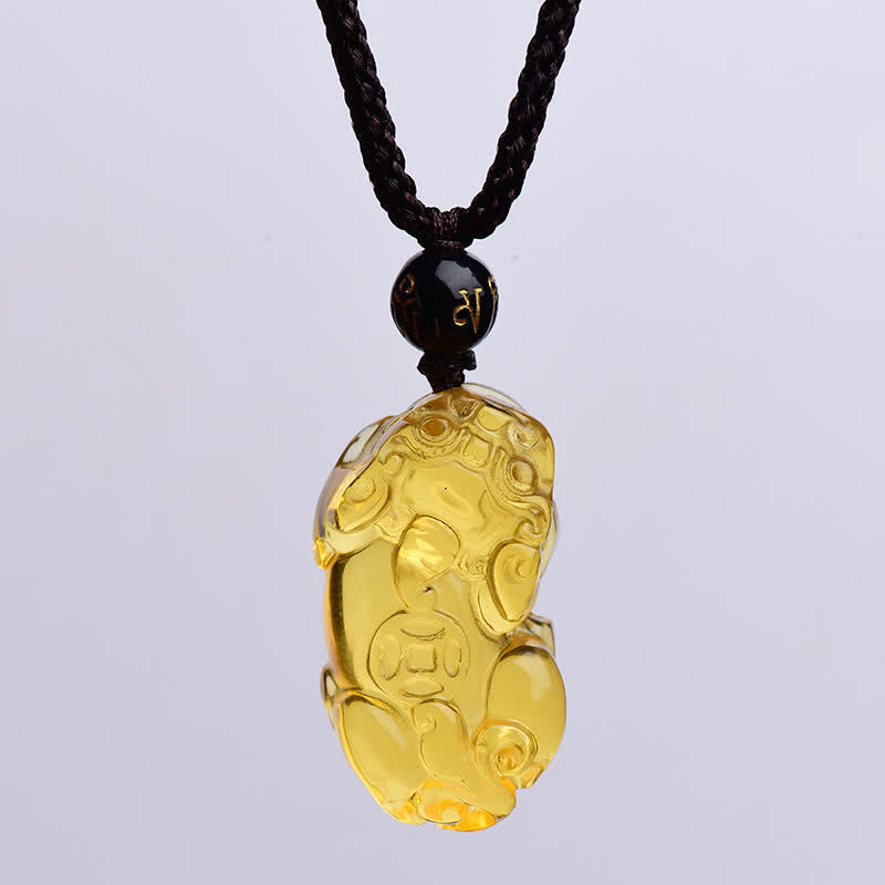 Fortune Jewel FengShui Citrine PiXiu Wealth Necklace Pendant