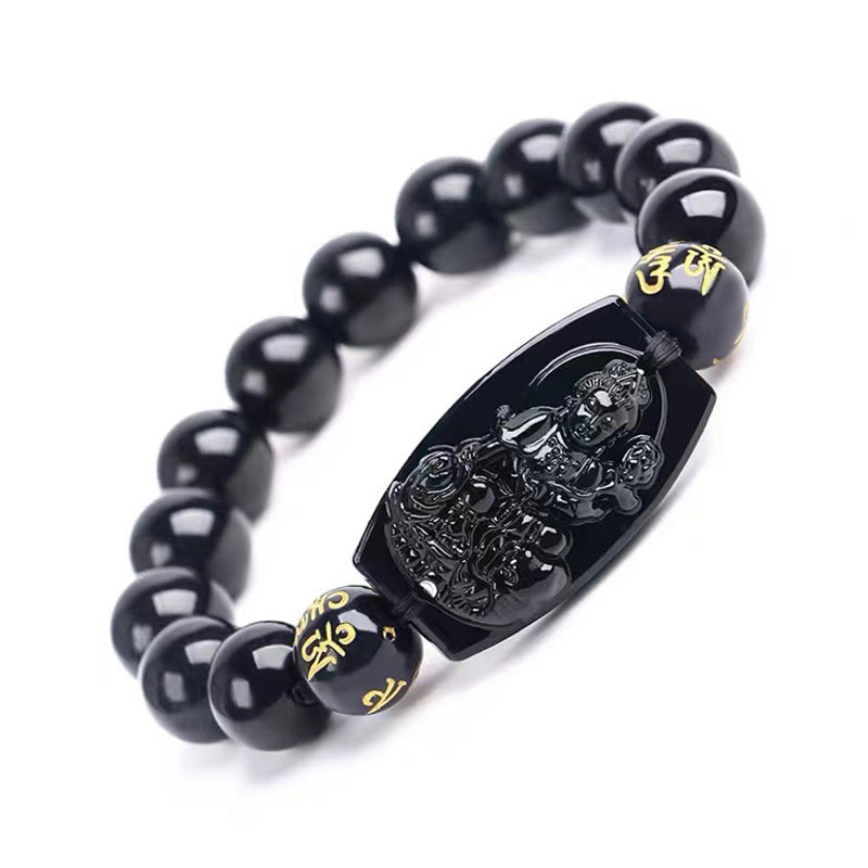 Fortune Jewel Chinese Zodiac Obsidian Protection Bracelet