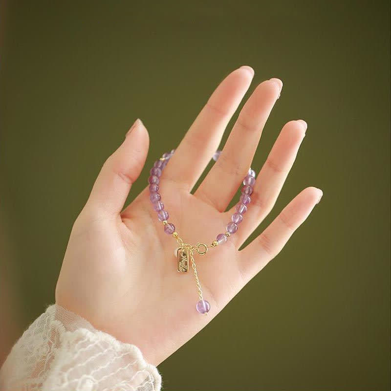 Fortune Jewel Natural Amethyst Crystal Relieves Stress Bracelet