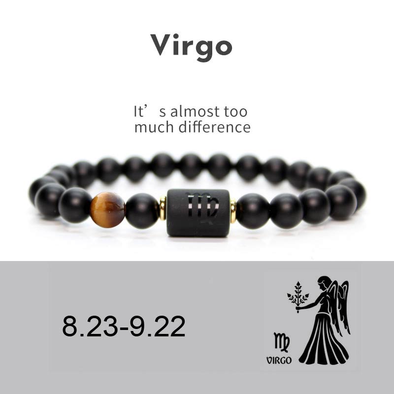 Fortune Jewel 12  Constellations of the Zodiac Black Onyx Adjustable Bracelet