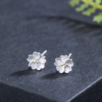 Fortune Jewel 925 Sterling Silver Cherry Blossoms Floral Calm Stud Earrings