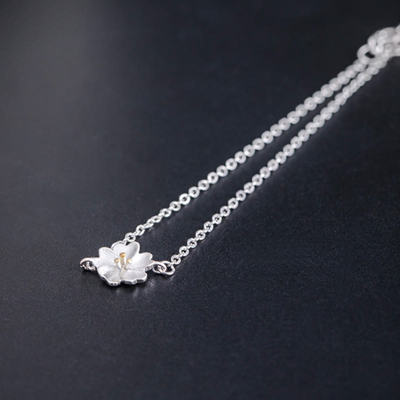 Fortune Jewel 925 Sterling Silver Cherry Blossom Blessing Chain Bracelet