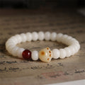 Fortune Jewel Natural Bodhi Seed Lovely Paw Lucky Cat Bracelet
