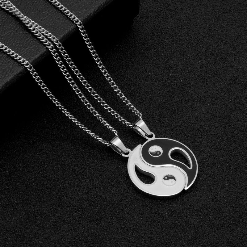 2pcs Yin Yang Pendant Couple Necklace Fortune Jewel